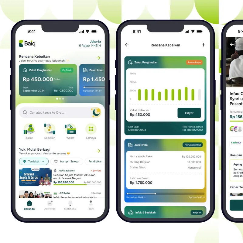 Tampilan Baiq App untuk donatur ZISWAF