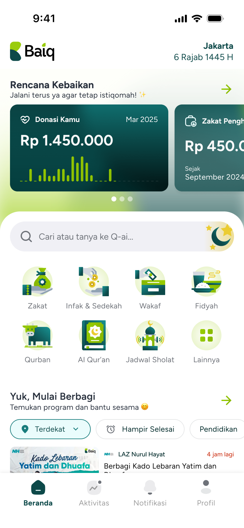 Tampilan Baiq App